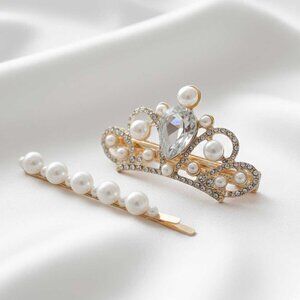 2/$21 Two Piece Tierra Clip and Pearl Bobby Pin Hair Accessory